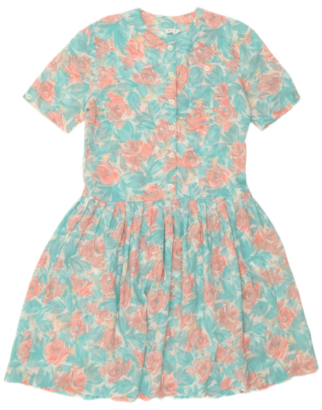 Eastex γυναικείο φόρεμα κούνιας UK 12 Medium Turquoise Floral Polyester