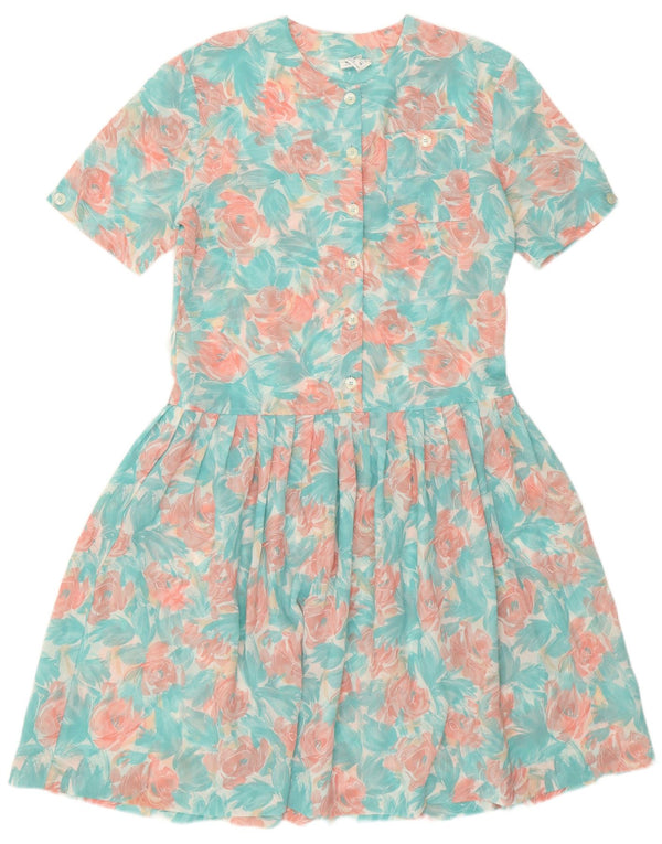 Eastex γυναικείο φόρεμα κούνιας UK 12 Medium Turquoise Floral Polyester