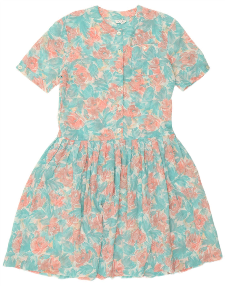 Eastex γυναικείο φόρεμα κούνιας UK 12 Medium Turquoise Floral Polyester