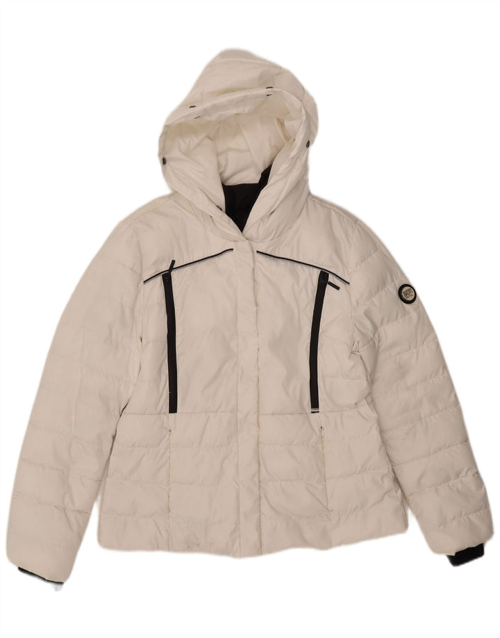 Superdry γυναικείο μπουφάν με κουκούλα UK 14 μεγάλο λευκό πολυεστέρα