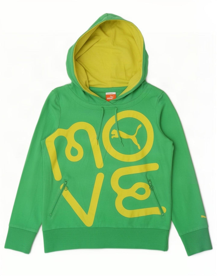 Puma Γυναικείο Γραφικό Hoodie Jumper UK 12 Medium Green