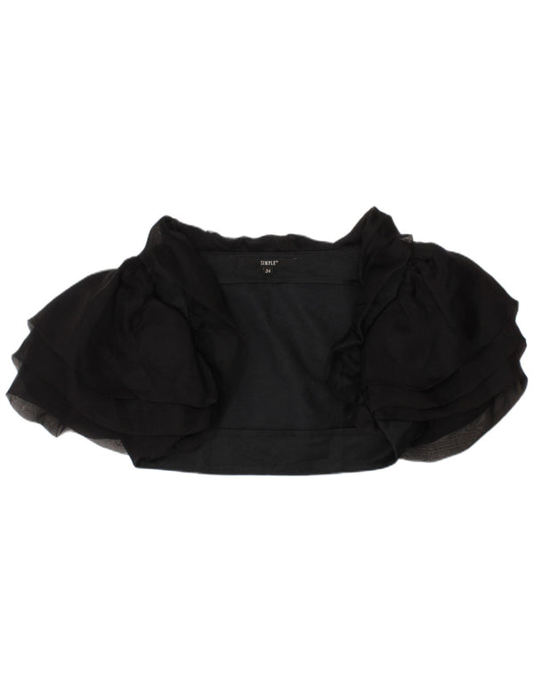 Vintage Γυναικείο Bolero Top IT 34 2XS Black Silk