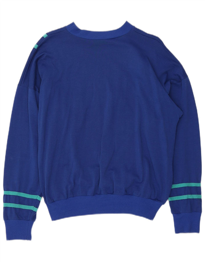 VINTAGE Womens Sweatshirt Jumper UK 16 Large Blue Striped