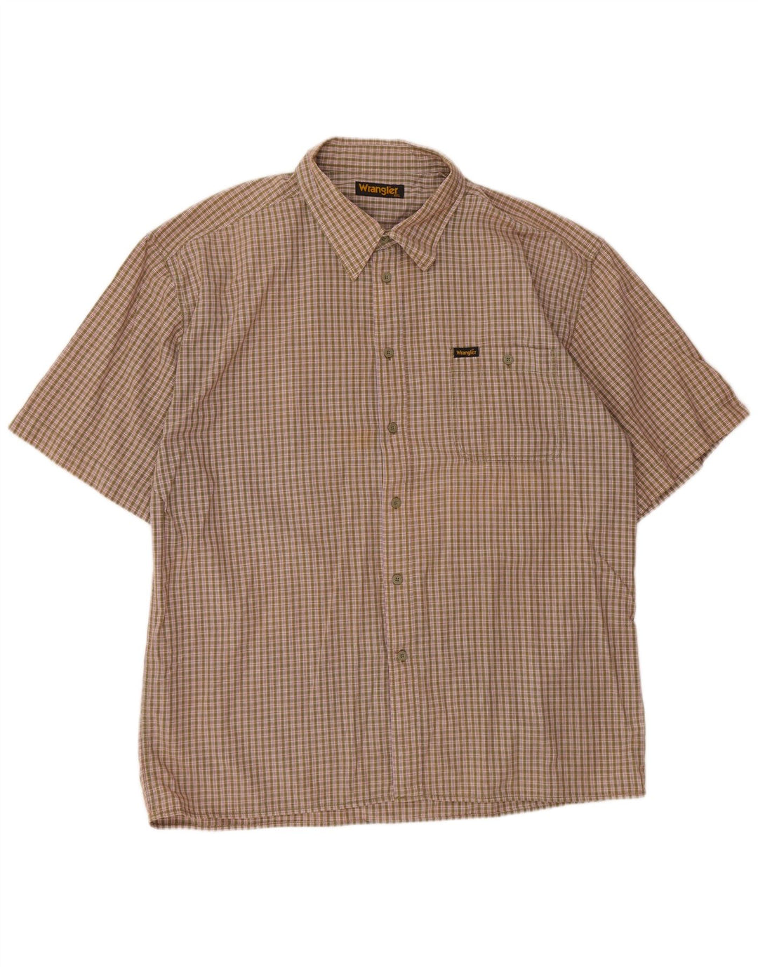 Ανδρικό κοντομάνικο πουκάμισο WRANGLER 2XL Khaki Gingham