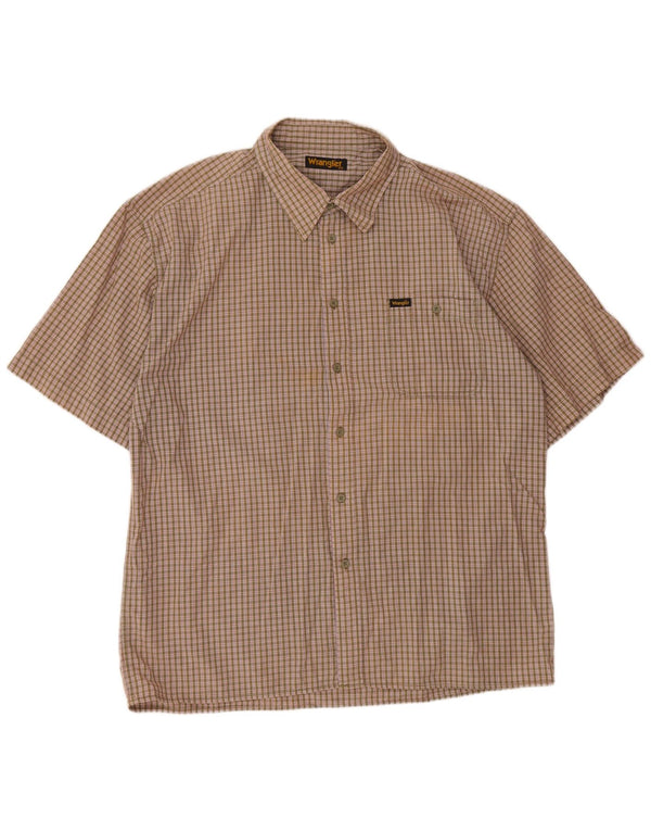 Ανδρικό κοντομάνικο πουκάμισο WRANGLER 2XL Khaki Gingham