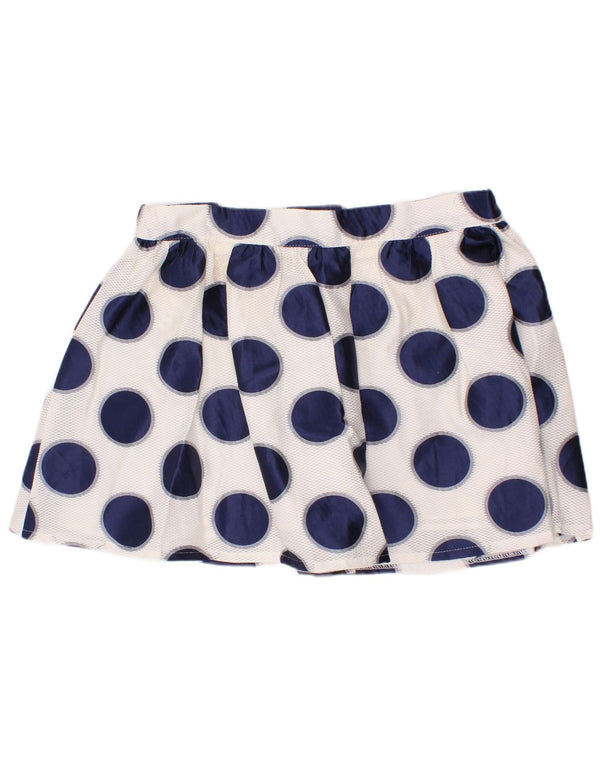 Benetton Girls Mini Skirt 10-11 Years W24 White Polka Dot Viscose