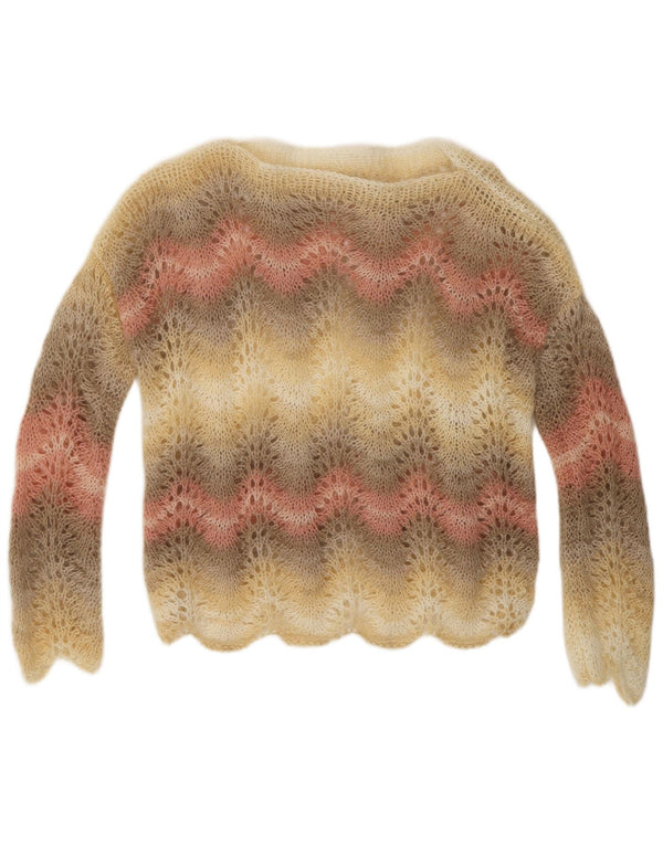 VINTAGE Γυναικείο πουλόβερ με λαιμό βάρκα UK 14 μεσαίο πολύχρωμο ριγέ