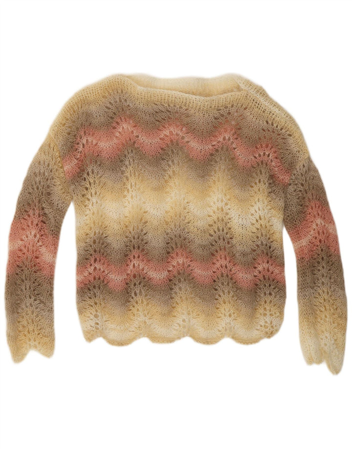 VINTAGE Γυναικείο πουλόβερ με λαιμό βάρκα UK 14 μεσαίο πολύχρωμο ριγέ