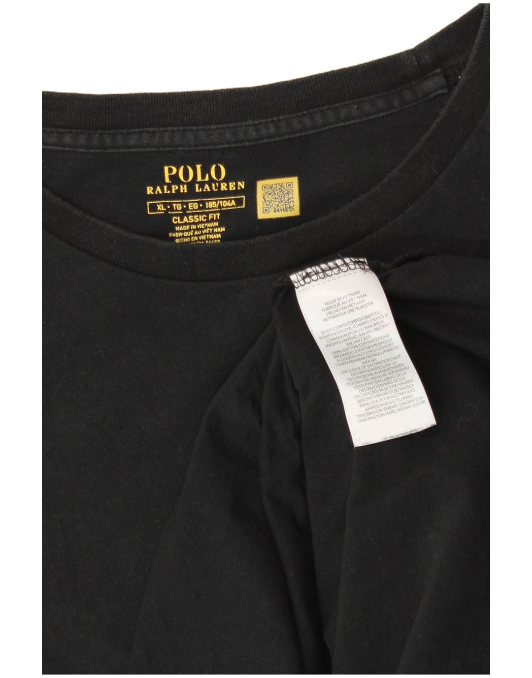 Ανδρικό μπλουζάκι POLO RALPH LAUREN Κλασική Εφαρμογή Τοπ XL Μαύρο βαμβακερό