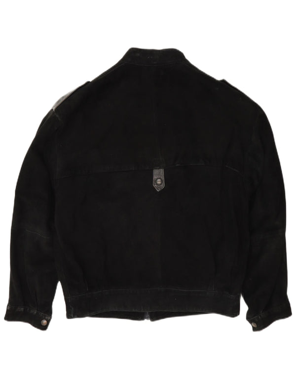 Vintage Ανδρικό Military Suede Bomber Jacket IT 46 Small Black
