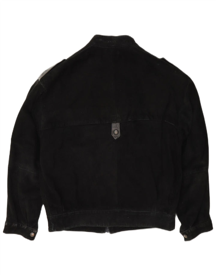 Vintage Ανδρικό Military Suede Bomber Jacket IT 46 Small Black
