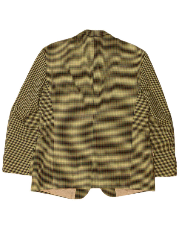 Vintage Ανδρικό σακάκι σακάκι με 2 κουμπιά IT 56 3XL Κίτρινο μαλλί Houndstooth