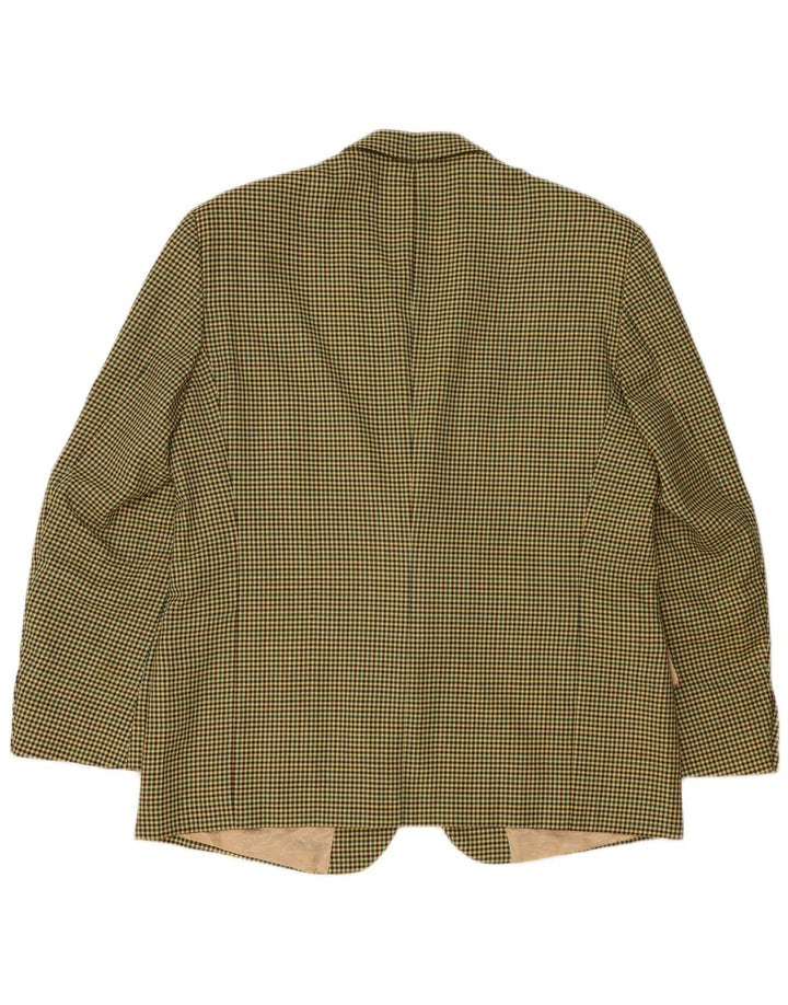 Vintage Ανδρικό σακάκι σακάκι με 2 κουμπιά IT 56 3XL Κίτρινο μαλλί Houndstooth