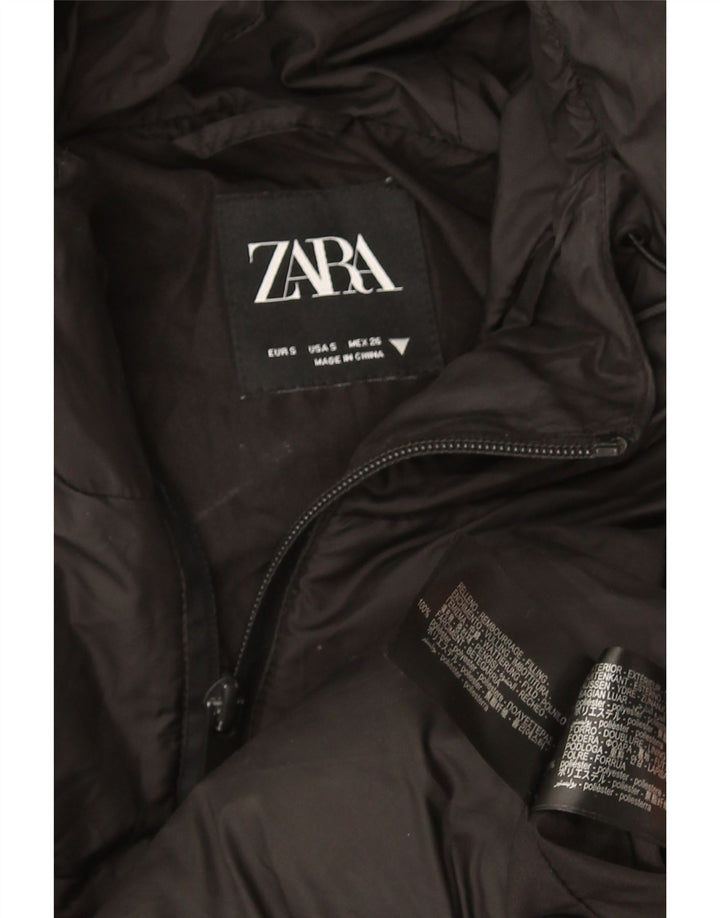 Zara γυναικείο μπουφάν με κουκούλα με κουκούλα μεγάλου μεγέθους UK 10 μικρό μαύρο πολυεστέρα