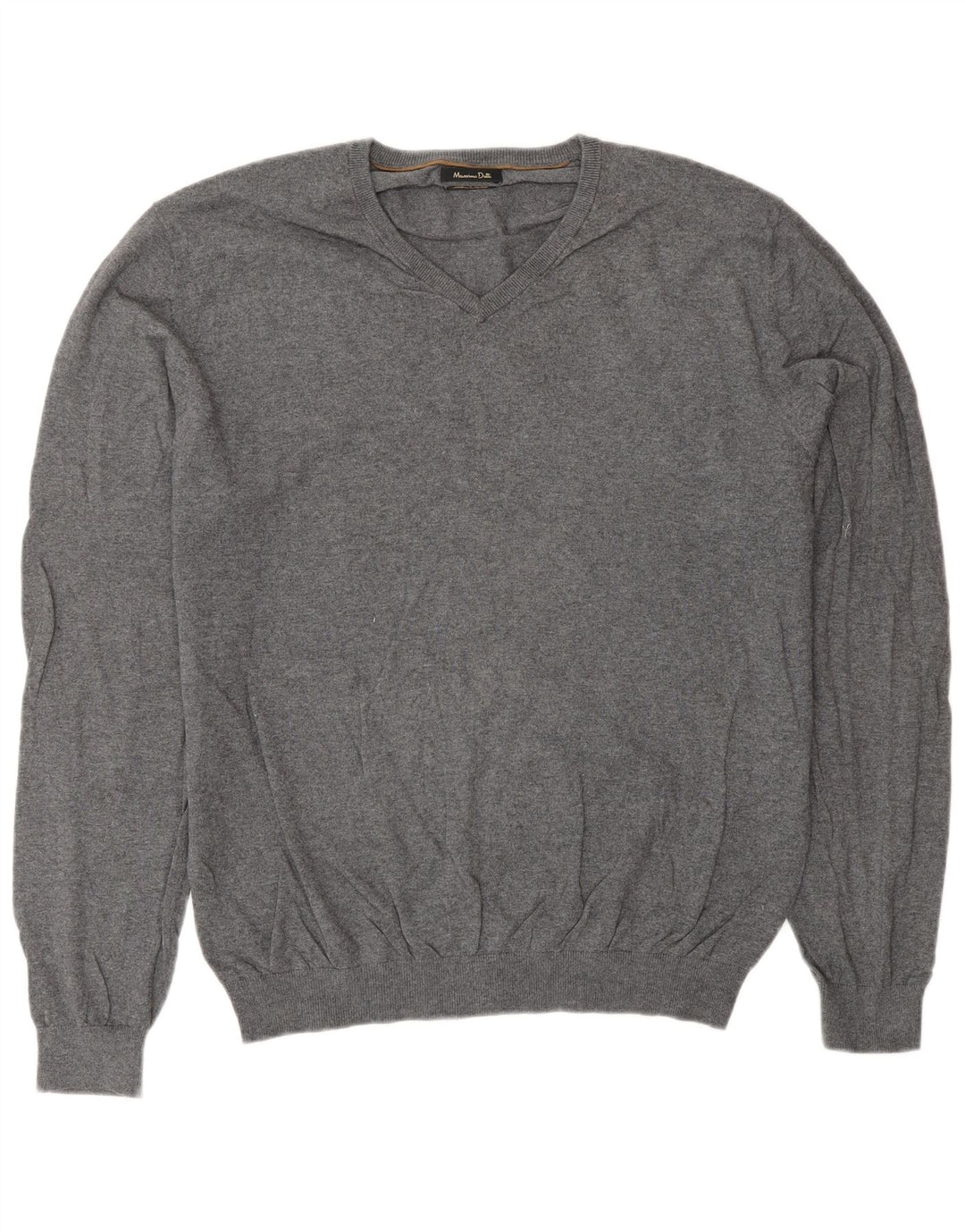 Ανδρικό πουλόβερ Massimo Dutti με V λαιμόκοψη XL Γκρι βαμβακερό