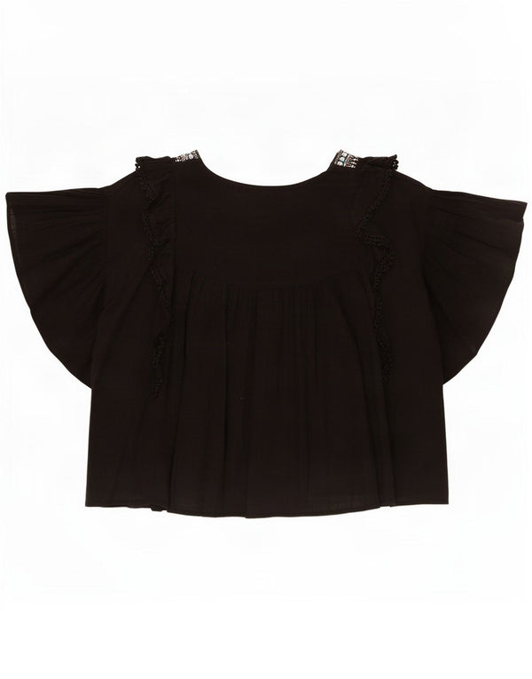 Topshop Γυναικεία Μπλούζα Oversized Top UK 8 Small Black Cotton