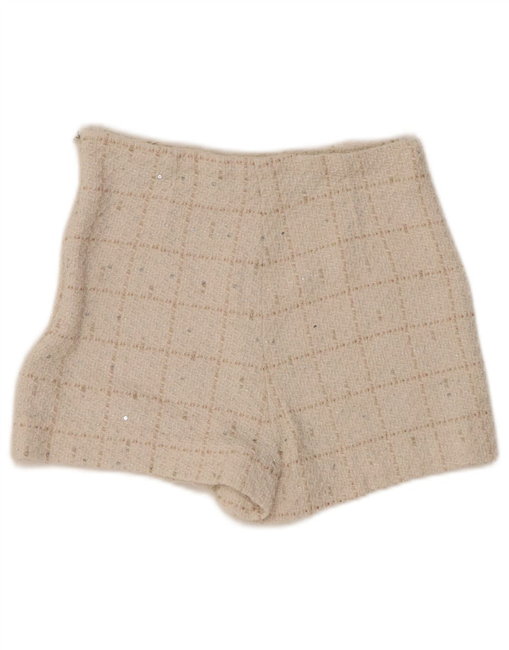 ZARA Γυναικείο Ψηλόμεσο Σορτς XS W24 Off White Check