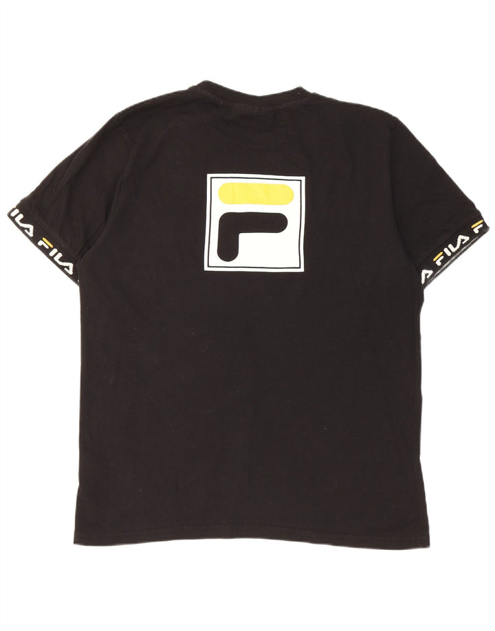 Ανδρικό γραφικό T-Shirt Fila Top Μεσαίο μαύρο βαμβακερό
