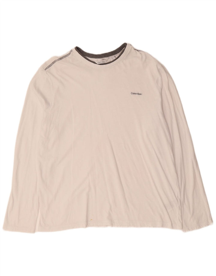 CALVIN KLEIN Ανδρικό τοπ μακρυμάνικο XL λευκό βαμβακερό