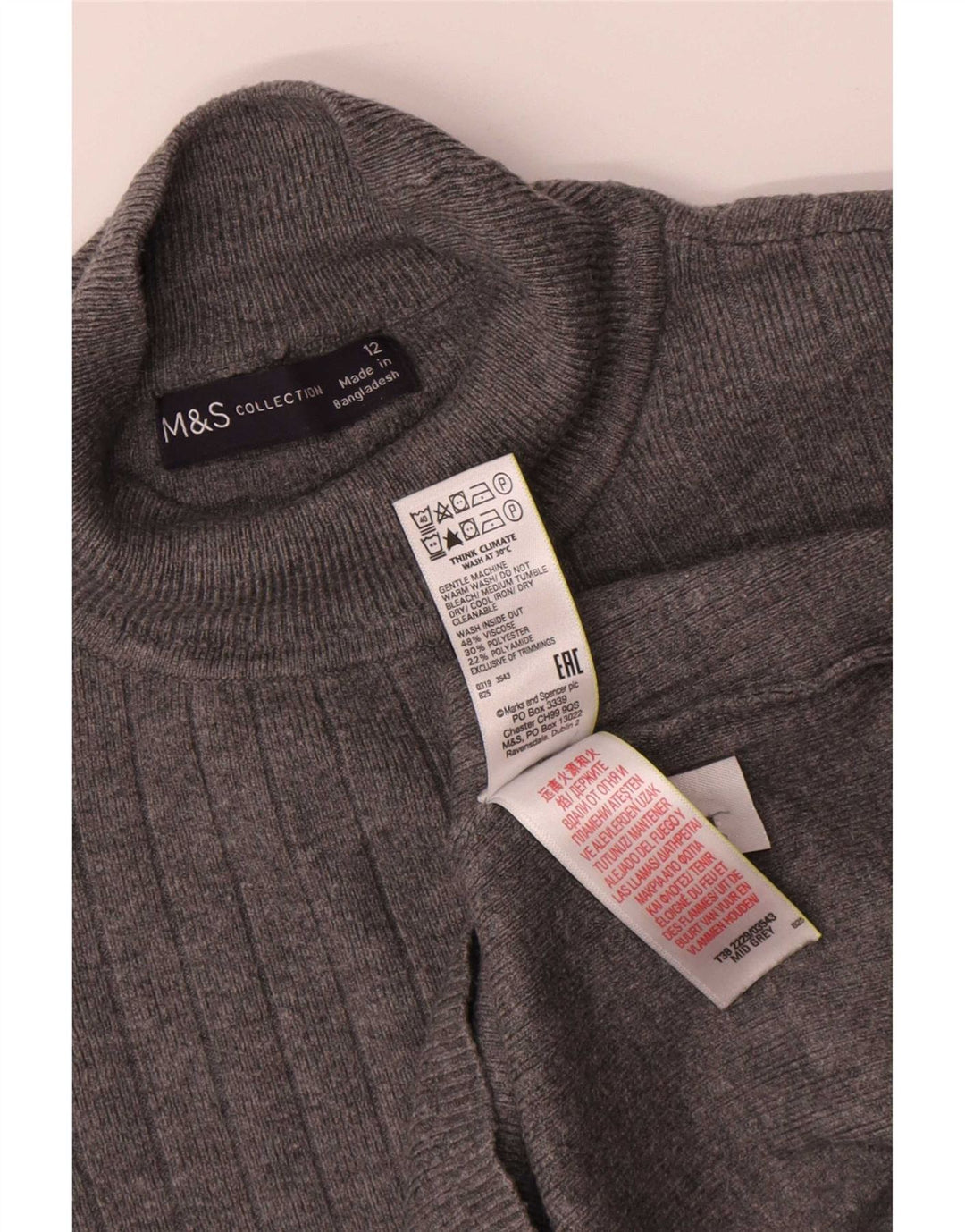 Marks & Spencer Γυναικείο πουλόβερ με λαιμό χελώνα UK 12 μεσαίο γκρι βισκόζη