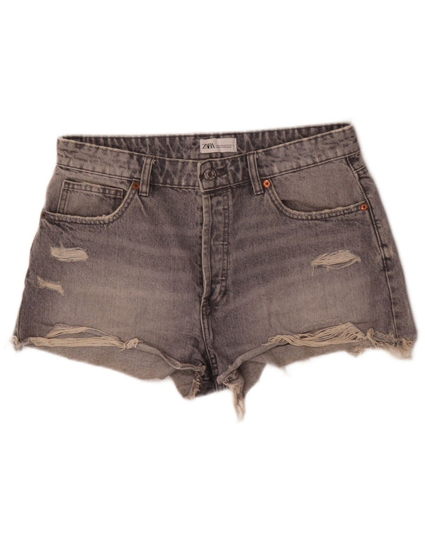 Zara Γυναικείο τζιν σορτς EU 42 μεγάλο W32 γκρι βαμβακερό