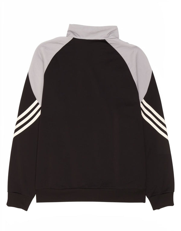 Adidas Boys Tracksuit Top Jacket 13-14 Years XL Black Colourblock Polyester