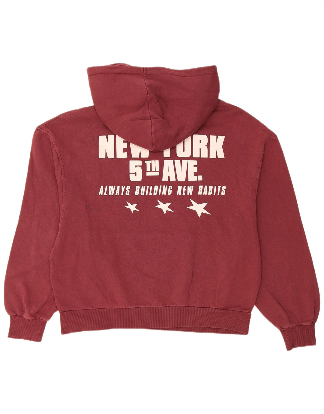 Pull & Bear Γυναικεία γραφικά υπερμεγέθη κουκούλα UK 14 Medium Burgundy