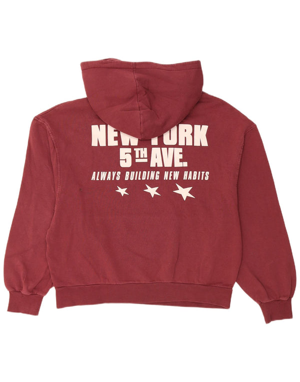 Pull & Bear Γυναικεία γραφικά υπερμεγέθη κουκούλα UK 14 Medium Burgundy
