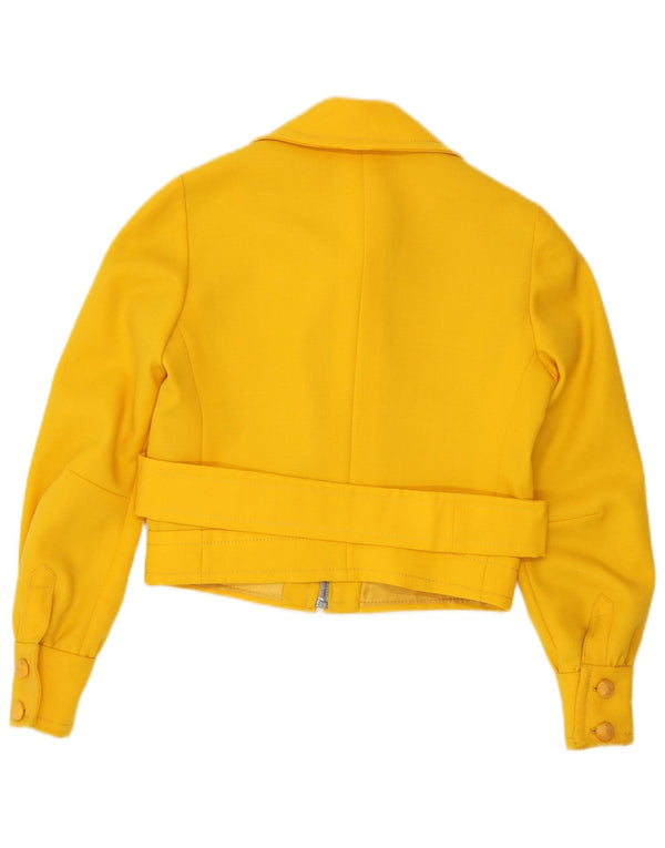 VINTAGE Γυναικείο Crop Bomber Jacket UK 8 Small Yellow