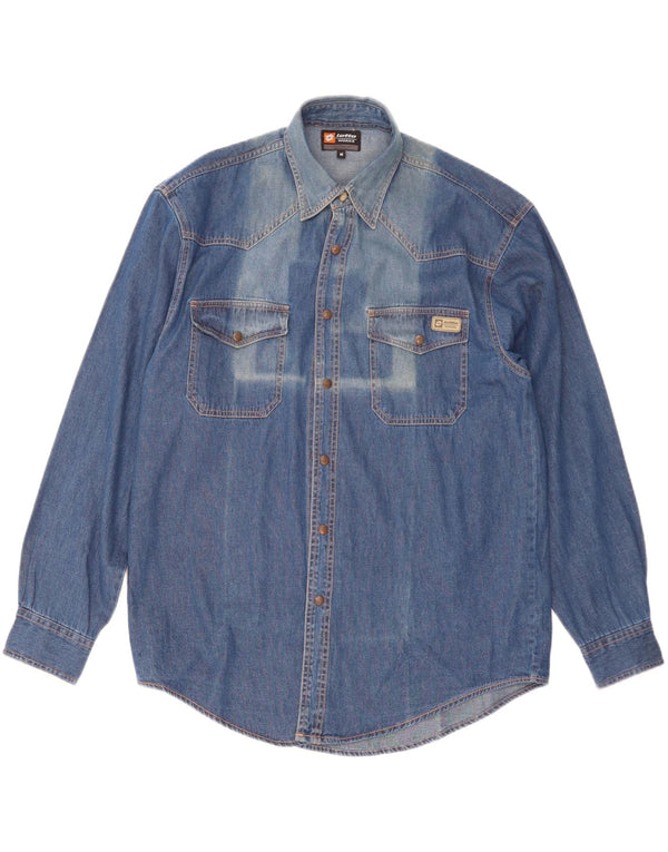 Πουκάμισο Lotto Mens Workwear Acid Wash Denim Μπλε μεσαίο βαμβακερό