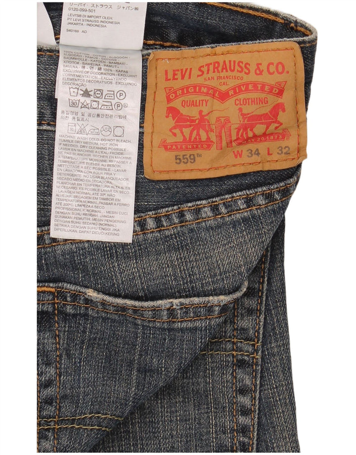 Levi's Mens 559 Straight Jeans W34 L32 Μπλε βαμβακερό