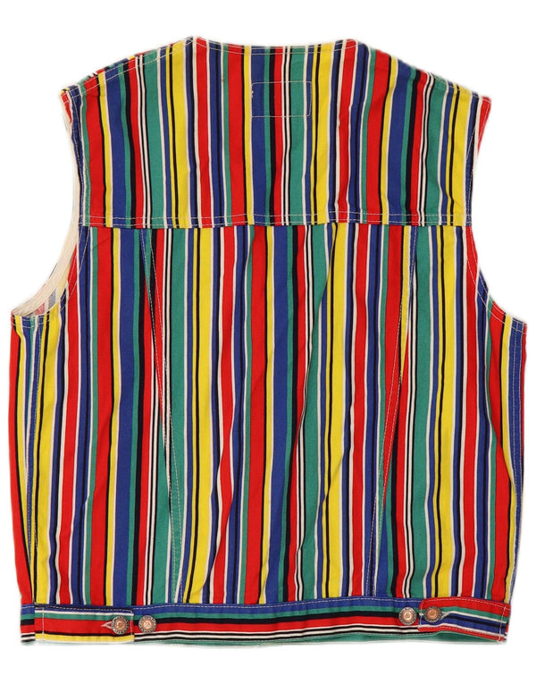 Γυναικείο μπλε οικογενειακό γιλέκο Benetton UK 18 XL Πολύχρωμο βαμβακερό ριγέ