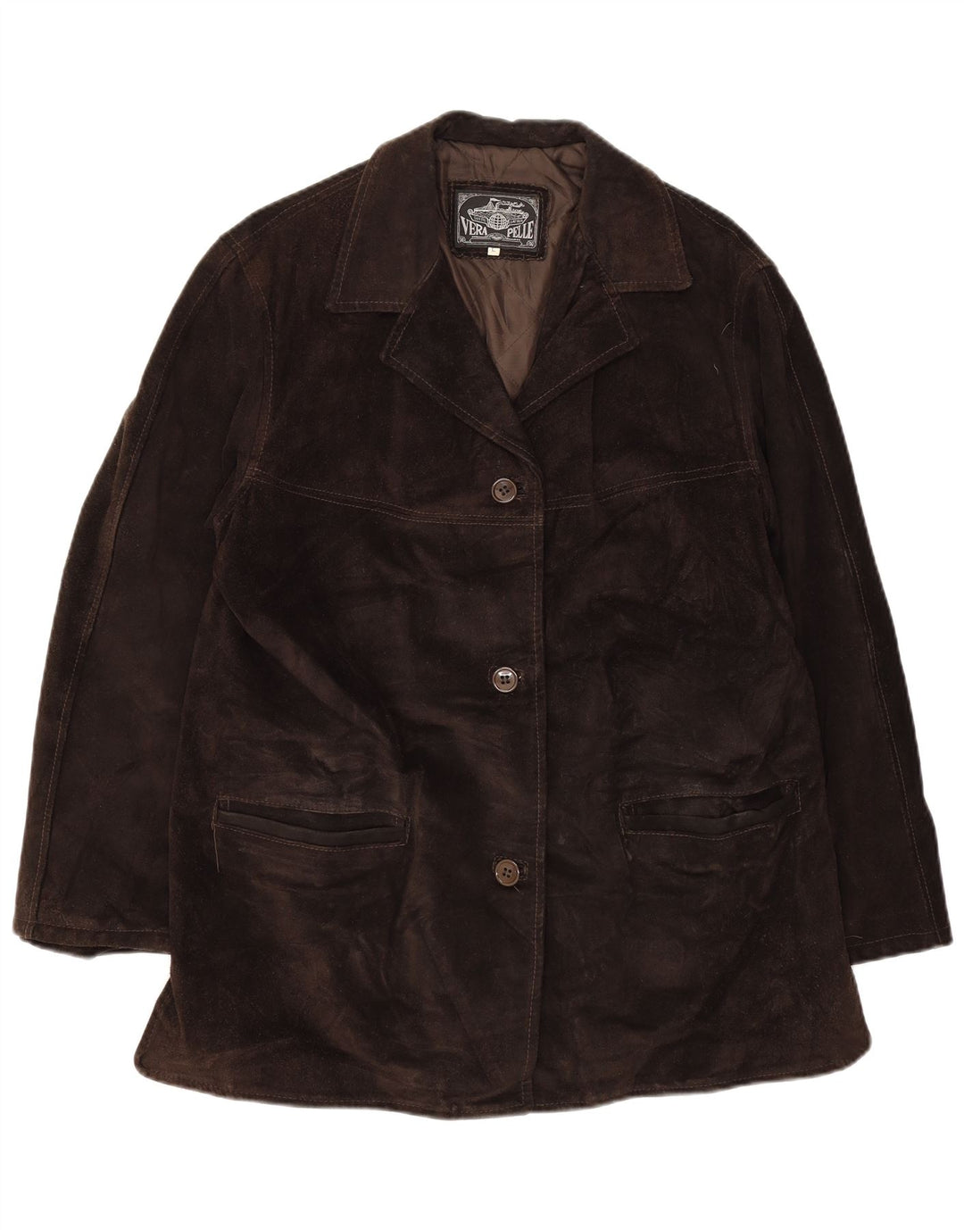 Vintage Γυναικείο Suede Jacket UK 16 Large Brown Δερμάτινο