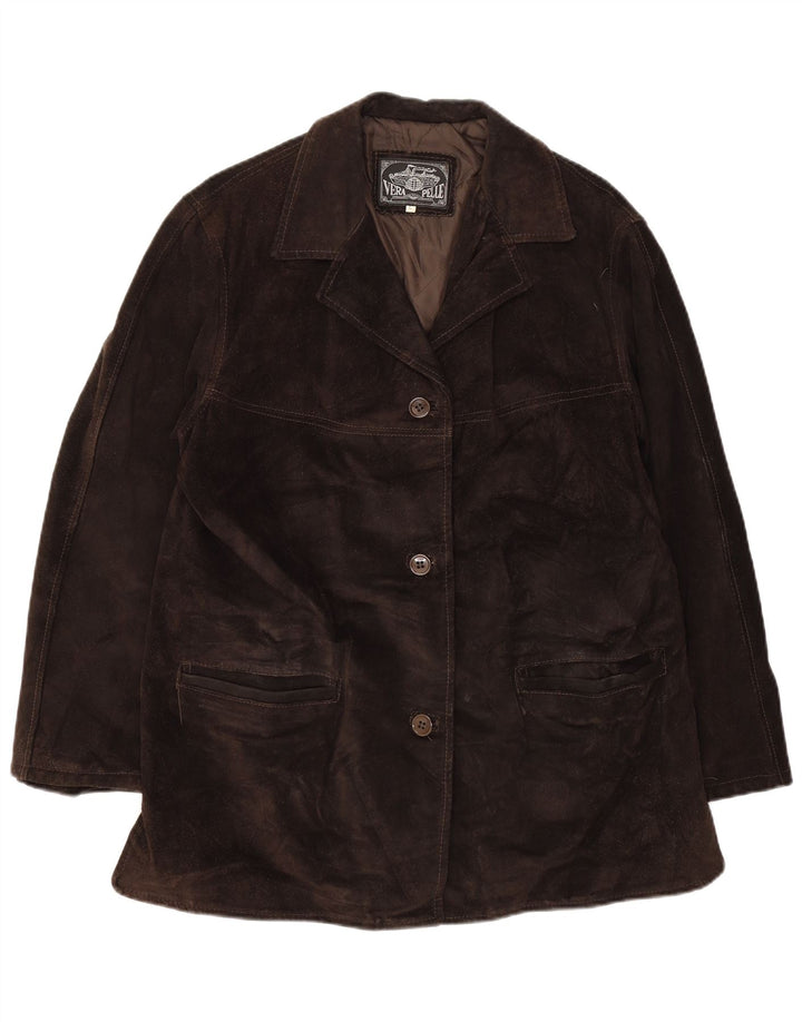 Vintage Γυναικείο Suede Jacket UK 16 Large Brown Δερμάτινο
