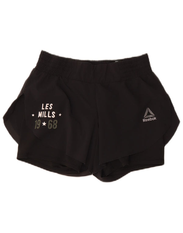 Reebok Womens Speedwick Graphic Sport Shorts UK 6 XS Black