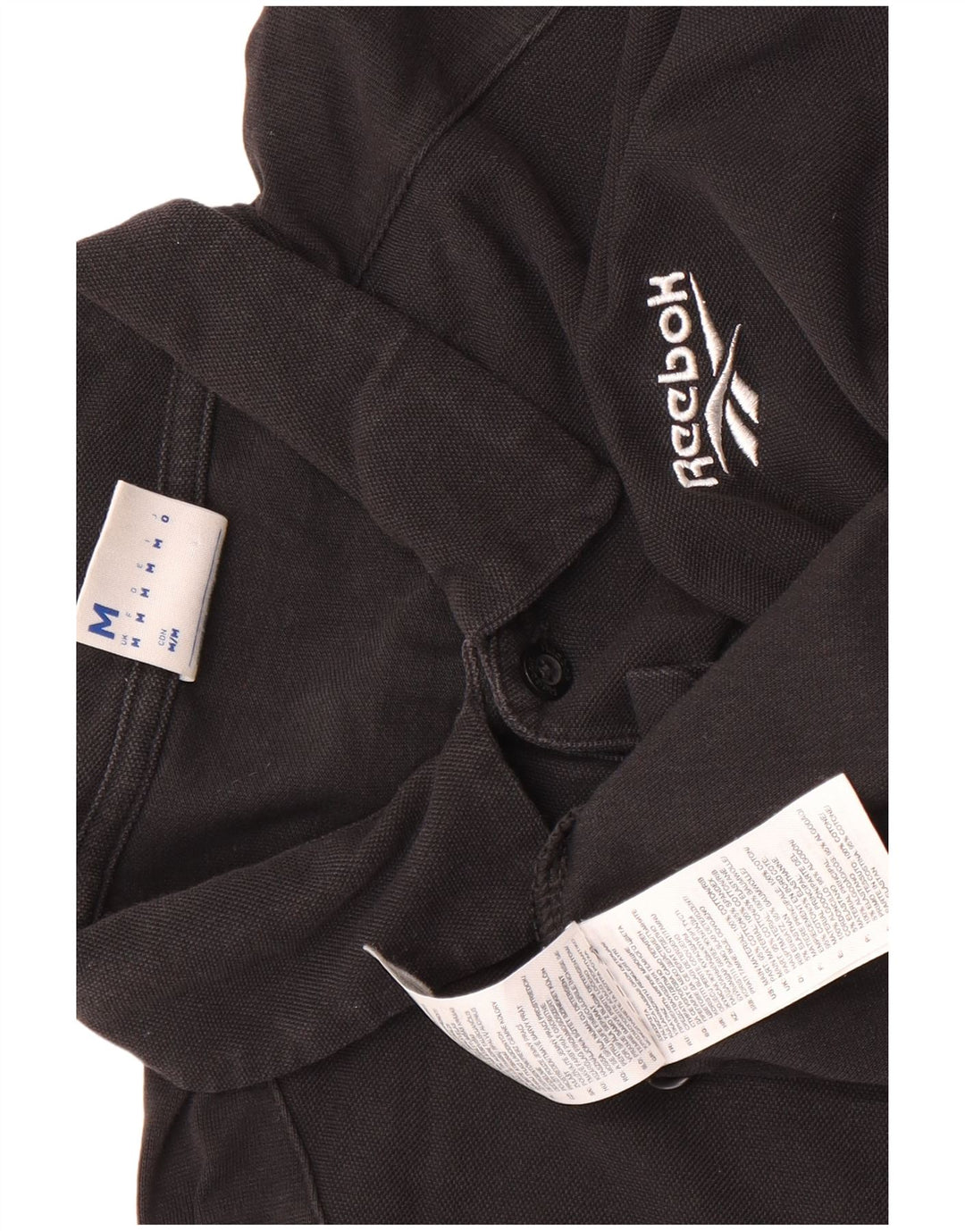 Ανδρικό πουκάμισο πόλο Reebok, μεσαίο μαύρο βαμβακερό