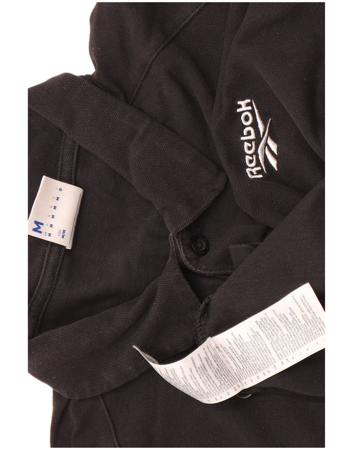 Ανδρικό πουκάμισο πόλο Reebok, μεσαίο μαύρο βαμβακερό