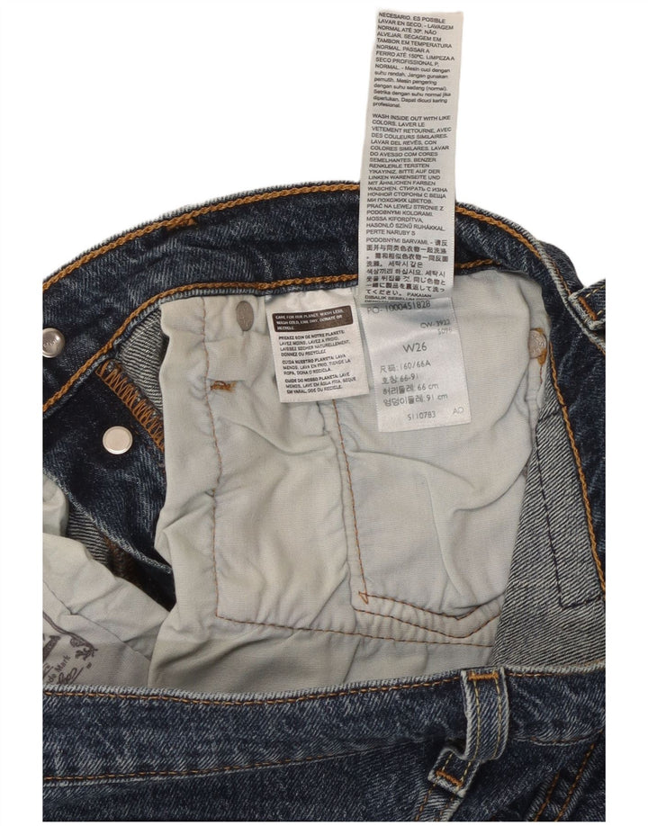 LEVI'S Womens 501 Distressed τζιν σορτς W26 μικρό μπλε βαμβακερό