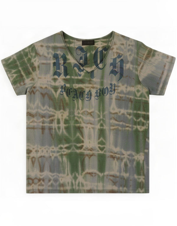 Γυναικείο γραφικό μπλουζάκι Richmond Top IT 50 XL Green Tie Dye Cotton