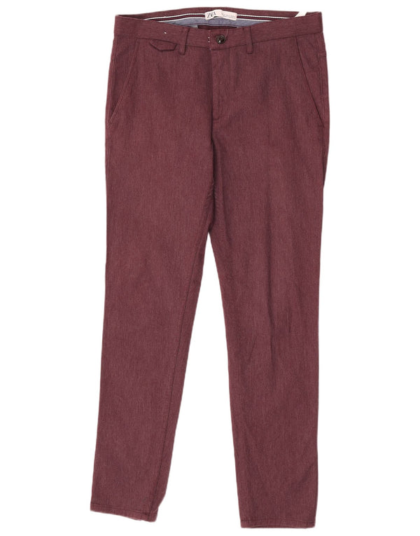 Zara Ανδρικό Slim παντελόνι Chino EU 40 Medium W31 L30 Βαμβακερό μπορντό