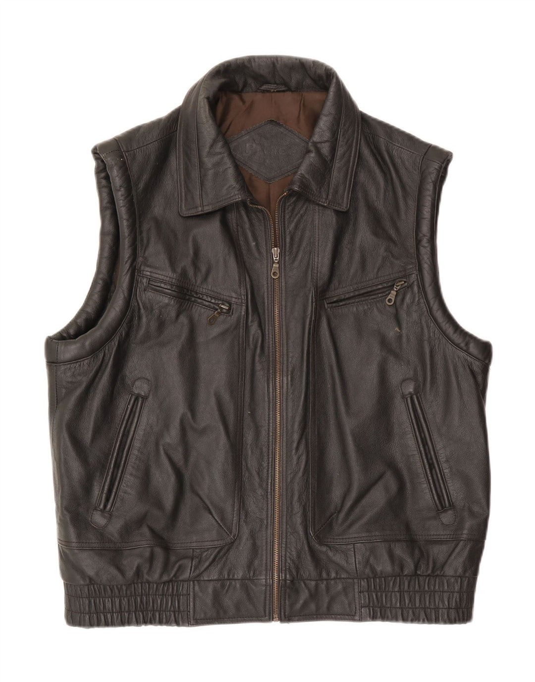 Vintage Ανδρικό Δερμάτινο Gilet IT 54 2XL Καφέ Δέρμα