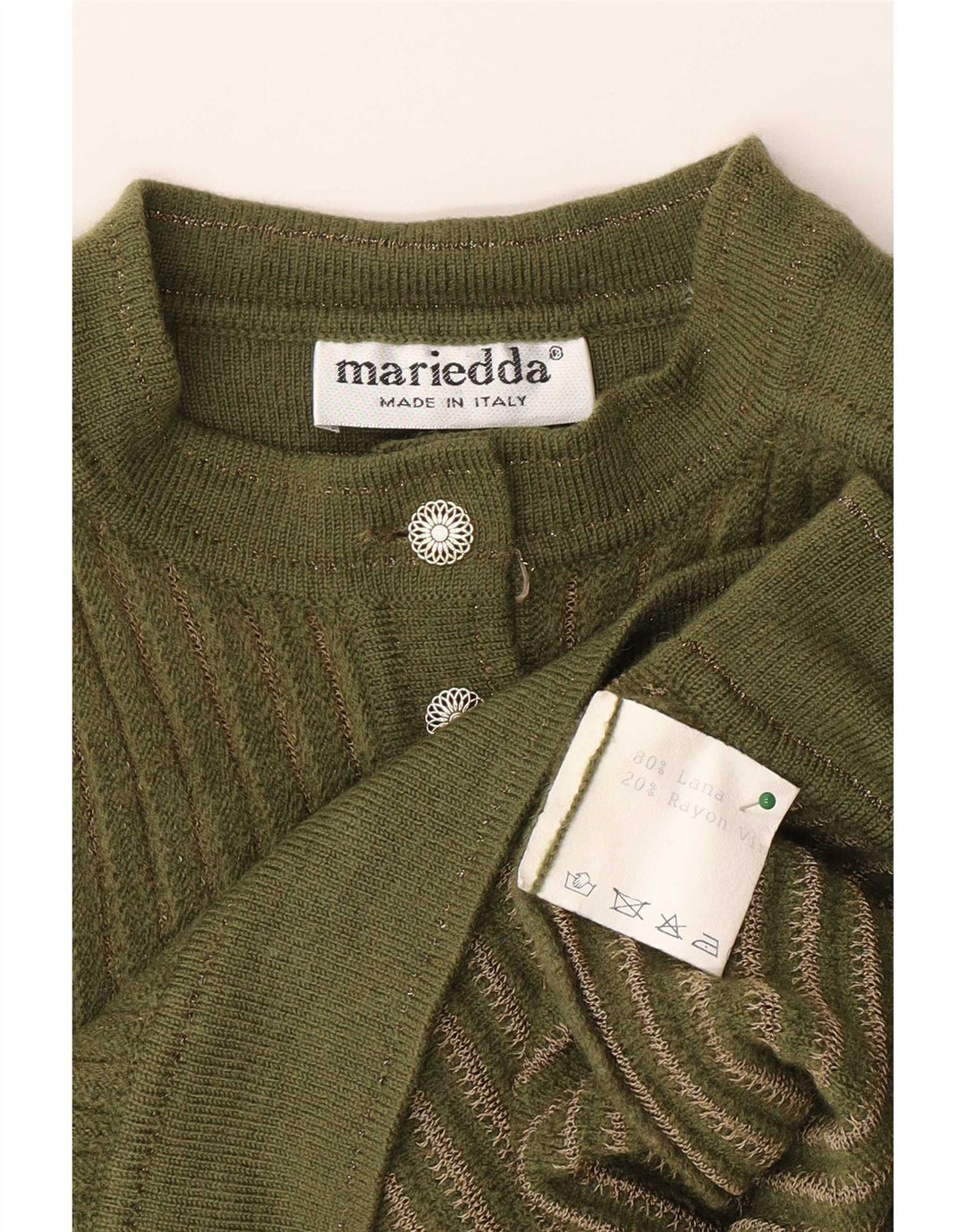 Γυναικείο πουλόβερ με λαιμόκοψη Mariedda UK 16 Large Green Wool