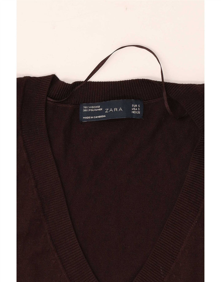 Zara Γυναικείο Γιλέκο Τοπ UK 10 Μικρή Καφέ Βισκόζη