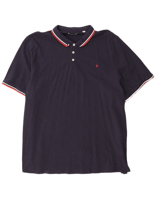 Ανδρικό μπλουζάκι πόλο Jack & Jones 5XL, Βαμβακερό σε μπλε ριγέ