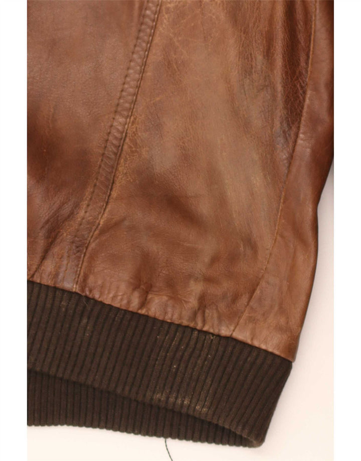 Vintage Ανδρικό Στρατιωτικό Δερμάτινο Μπουφάν UK 36 Small Brown