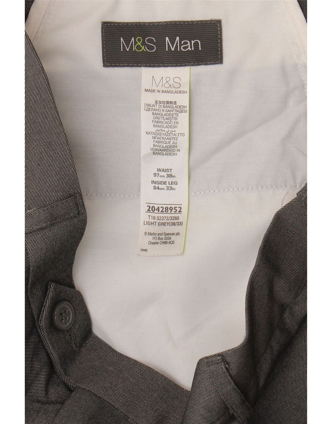 Marks & Spencer Ανδρικό παντελόνι με ίσιο κοστούμι W38 L29 Γκρι πολυεστέρας