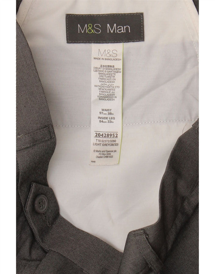 Marks & Spencer Ανδρικό παντελόνι με ίσιο κοστούμι W38 L29 Γκρι πολυεστέρας