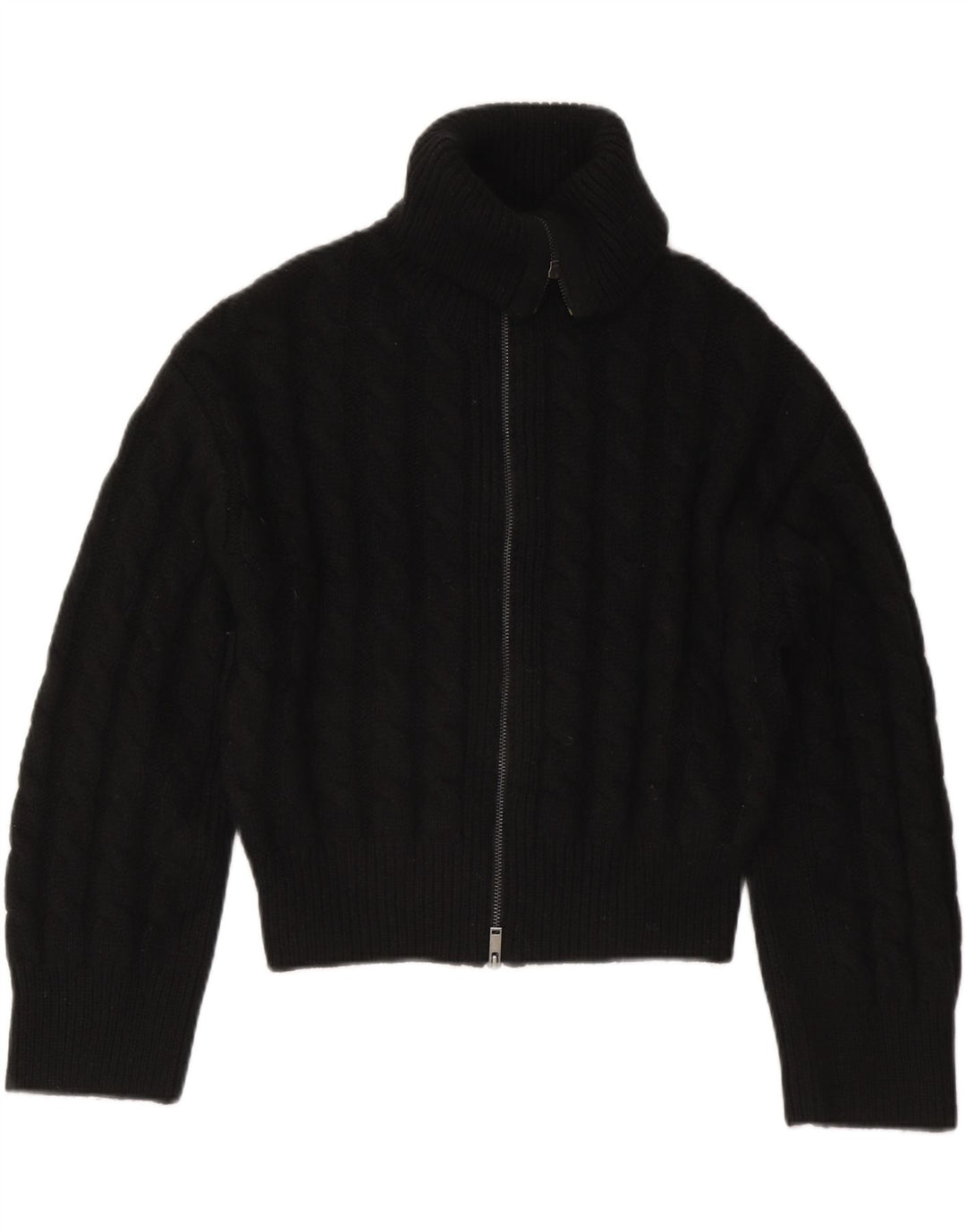 Cos Γυναικεία Crop Oversized Ζακέτα πουλόβερ UK 10 Small Black Wool