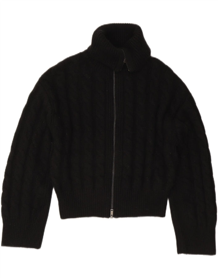 Cos Γυναικεία Crop Oversized Ζακέτα πουλόβερ UK 10 Small Black Wool