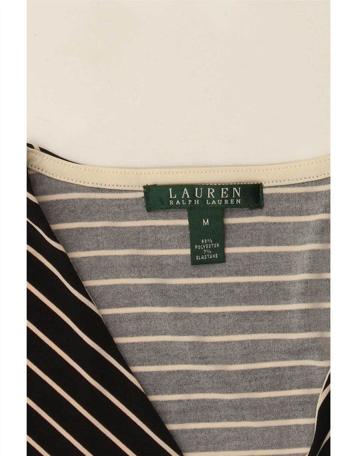 Ralph Lauren Γυναικείο χιτώνιο 3/4 μανίκι τοπ UK 12 μεσαίο μαύρο Chevron